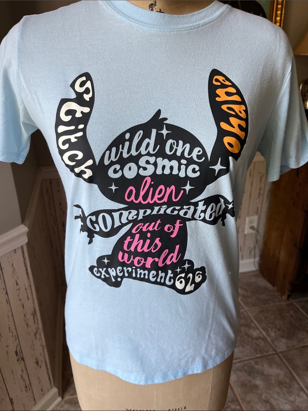 Stitch Women’s Jr Light Blue tee shirt 626 Boho tee